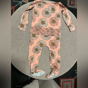Posh Peanut Zip Up Footie Pajamas, Pink Daisies, 18-24 mo